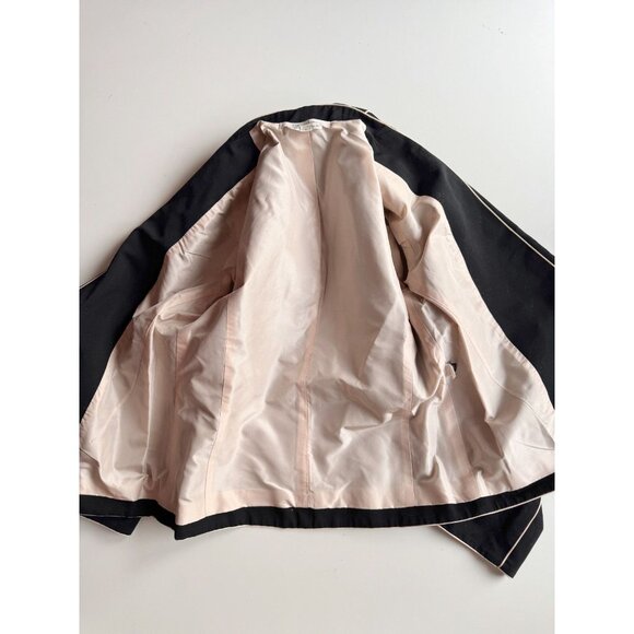 MARC JACOBS Black Cotton Faille Cream Piped Trim Blazer Jacket, Size 00 - Picture 11 of 16